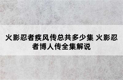 火影忍者疾风传总共多少集 火影忍者博人传全集解说